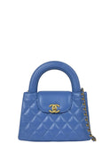 Chanel 2025 Blue Calfskin Quilted Nano Kelly Shopper