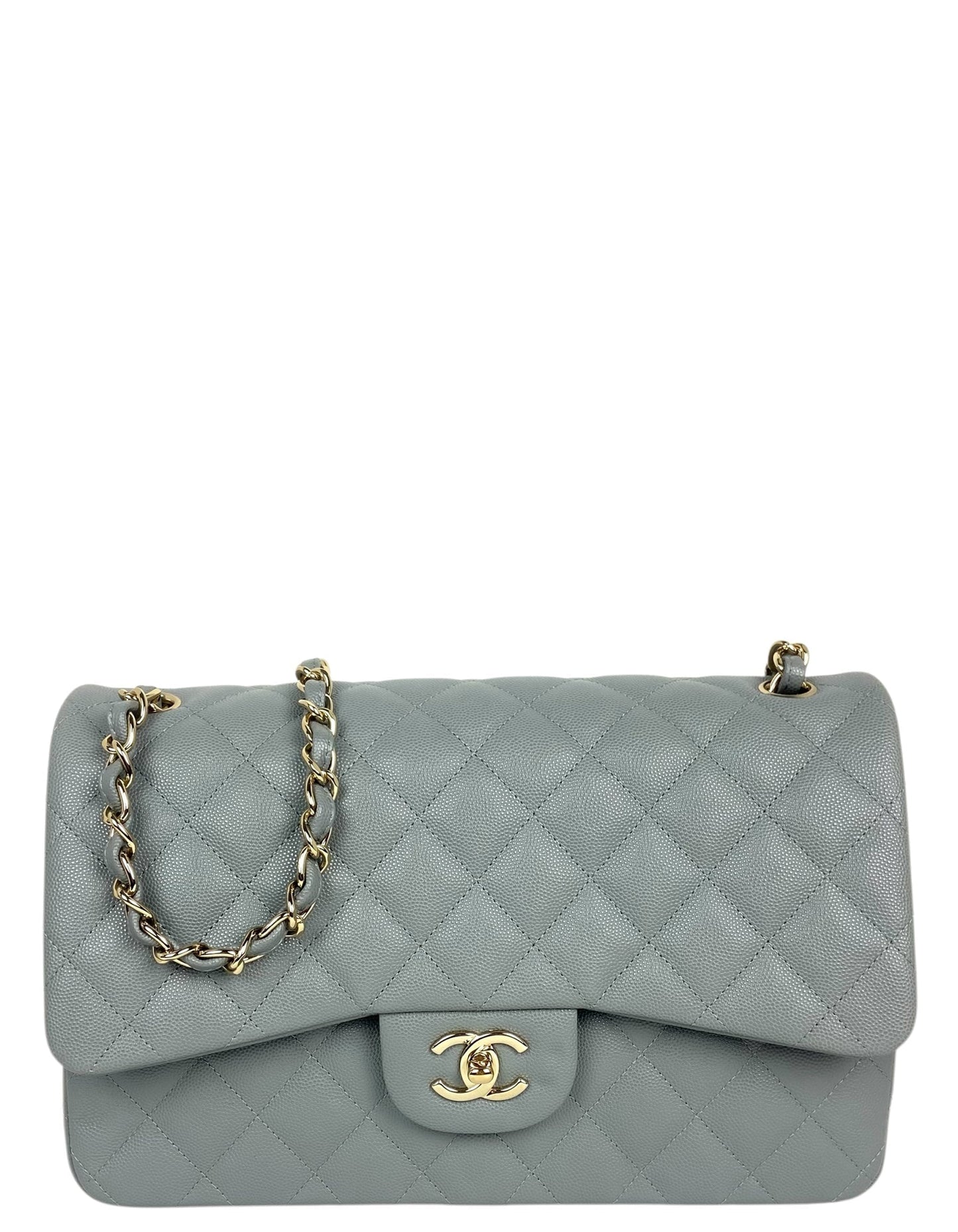 Chanel Grey Caviar Classic Double Flap Jumbo Bag