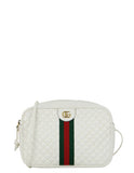 Gucci White Calfskin Web Trapuntata Small GG Shoulder Bag