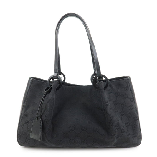GUCCI GG Monogram Canvas Leather Tote Shoulder Bag Black 94898