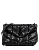 Saint Laurent Black on Black Leather Small Loulou Puffer Bag