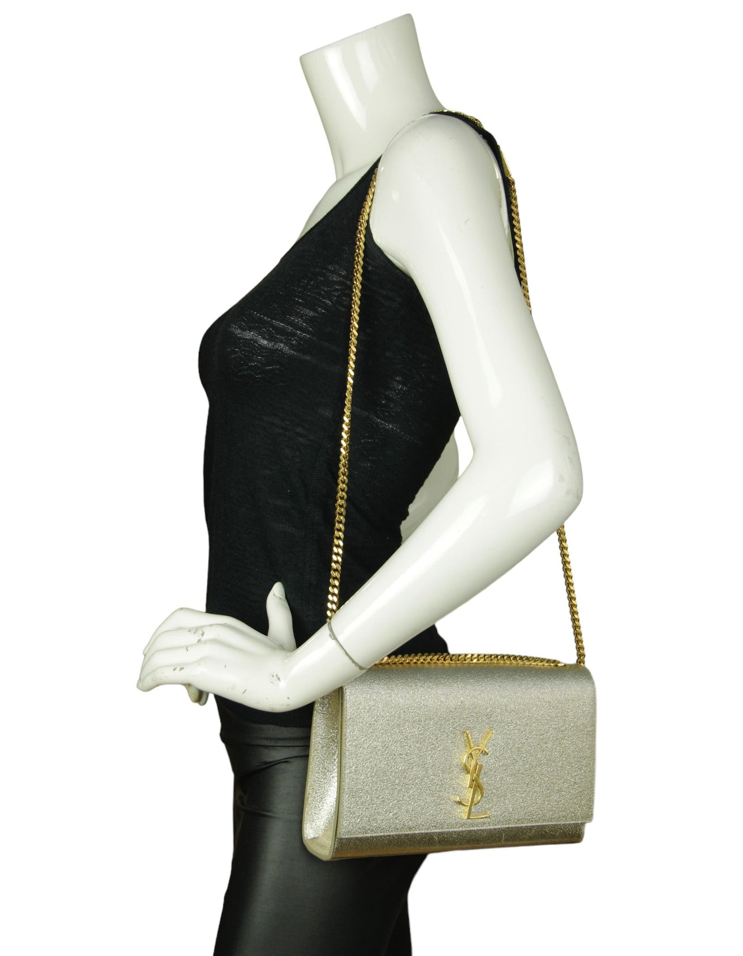 Saint Laurent Light Gold Small Monogram Kate Crossbody