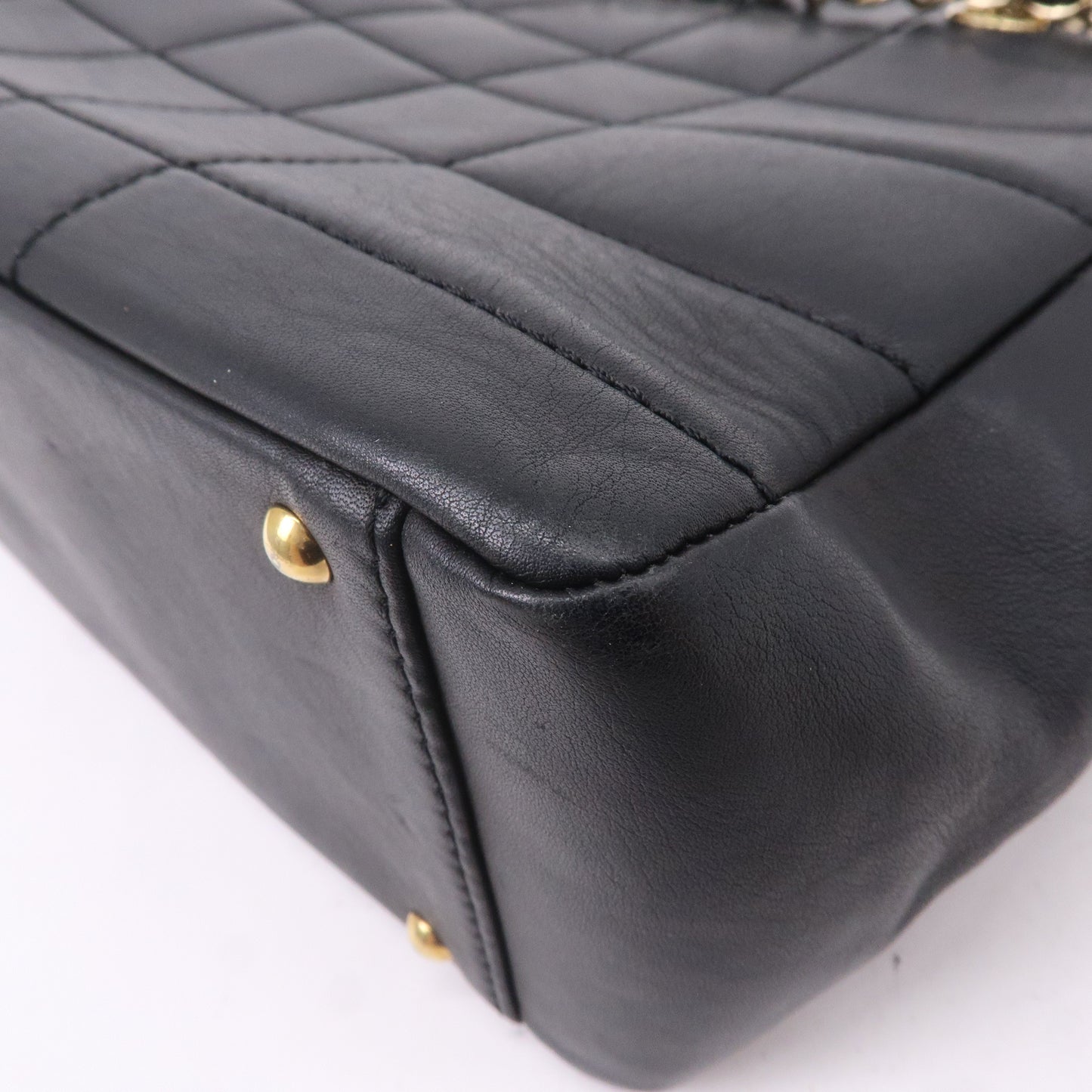 CHANEL Chocolate Bar Lamb Skin Chain Tote Bag Black A17859