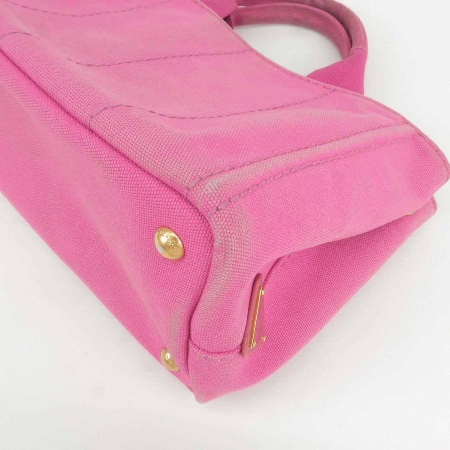 Prada Logo Canapa Mini Canvas Hand Bag Tote Bag Pink
