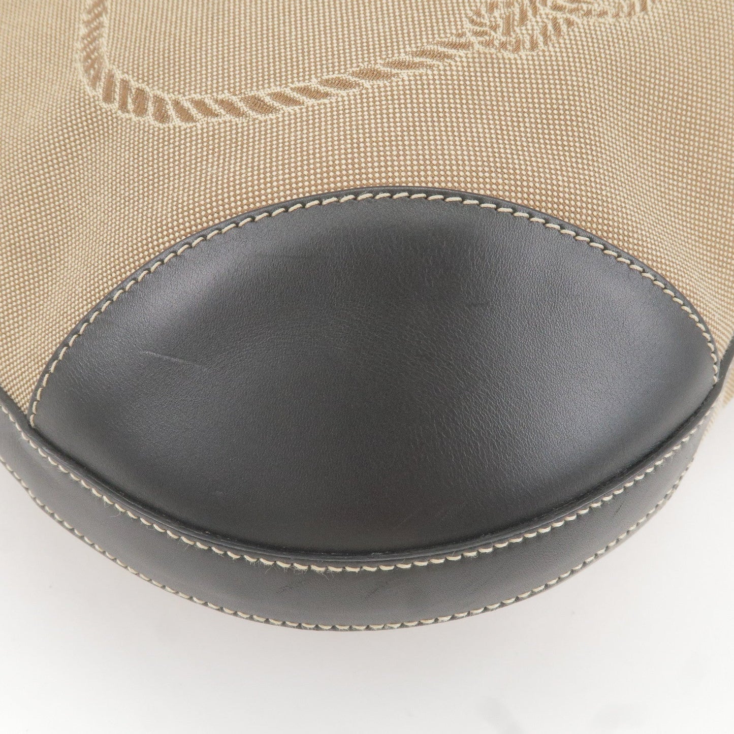 Prada Logo Jacquard Leather Shoulder Bag Beige Black BR3430