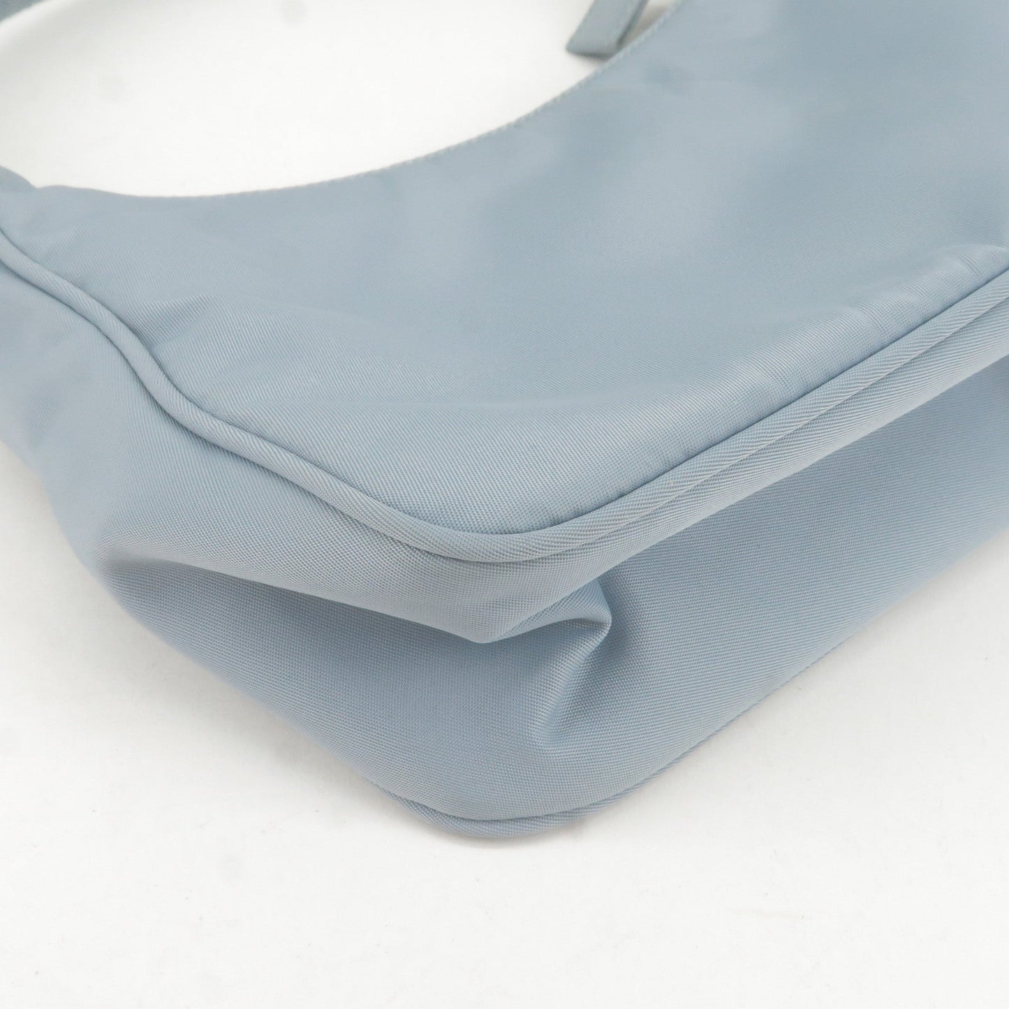 Prada Logo Nylon Canvas Hand Bag Pouch Purse Light Blue MV515