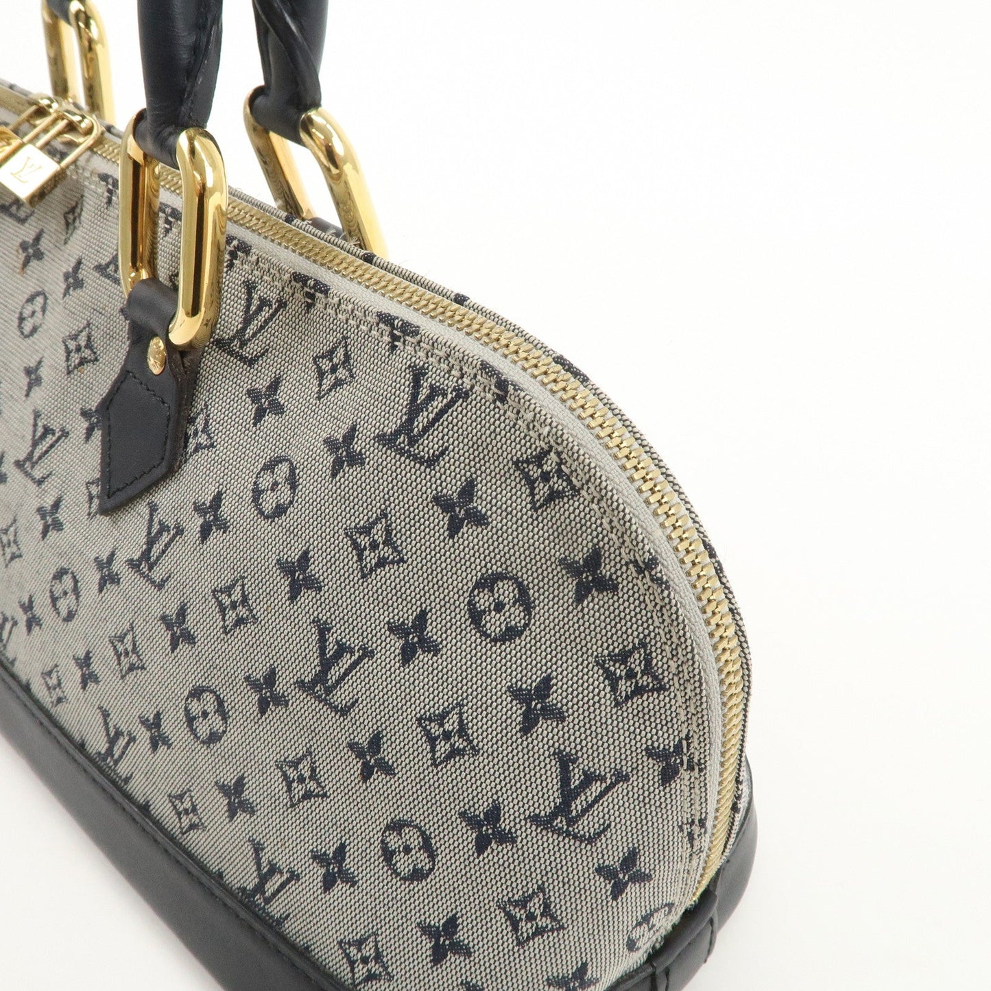 Louis Vuitton Monogram Mini Alma Long Hand Bag Blue M92205