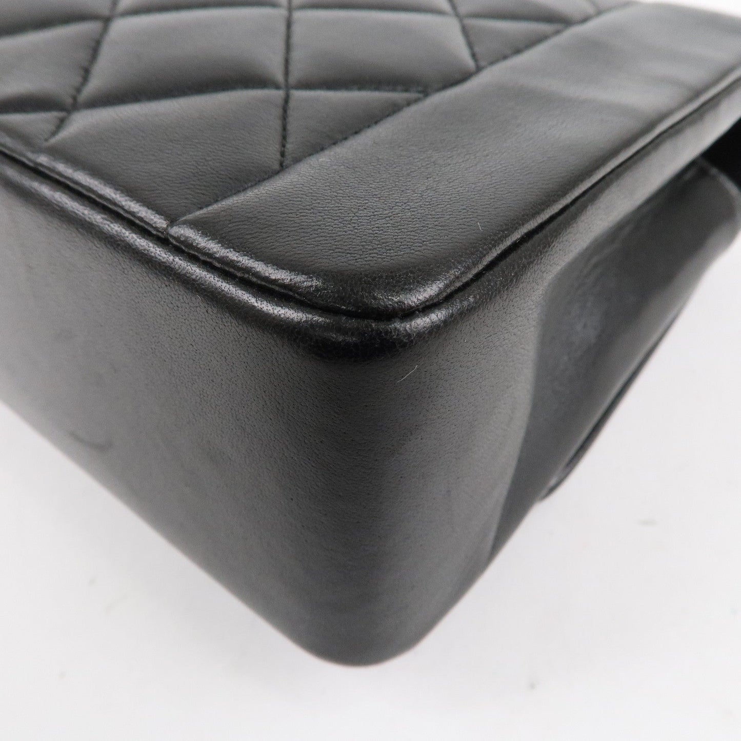 CHANEL Matelasse Lambskin Diana Chain Shoulder Bag Black A01165
