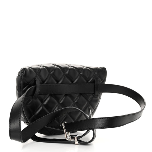 Amelia Calfskin Quilted Waist Belt Bag Black