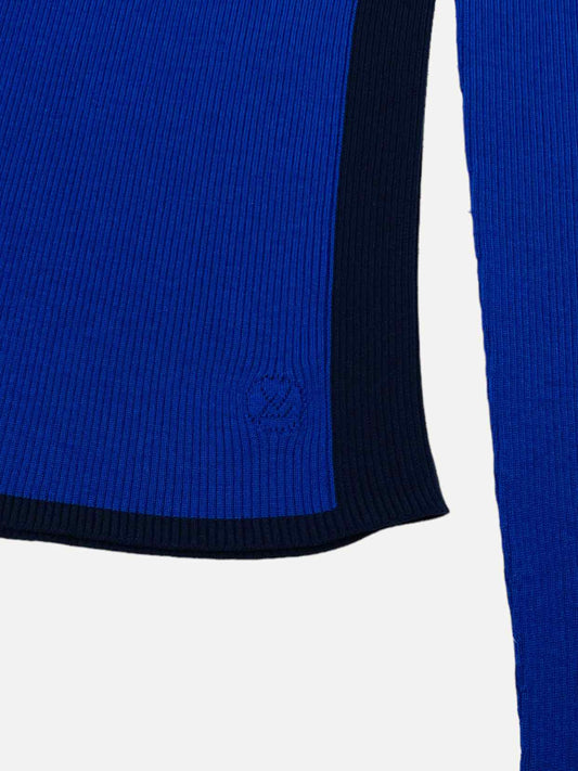 LOUIS VUITTON Blue w/ Black Ribbed Size Medium Jumper