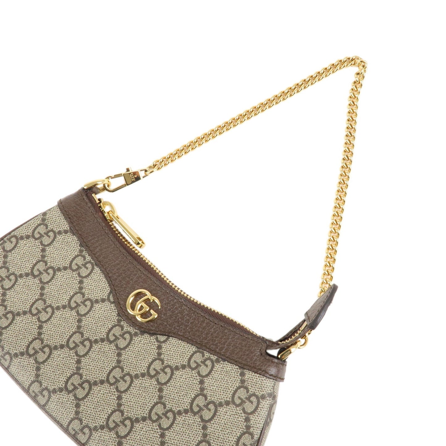 GUCCI Ophidia Leather GG Supreme Chain Pouch Beige Brown 764960  d