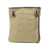 PRADA Logo Jacquard Leather Shoulder Crossbody Bag Brown BT0551