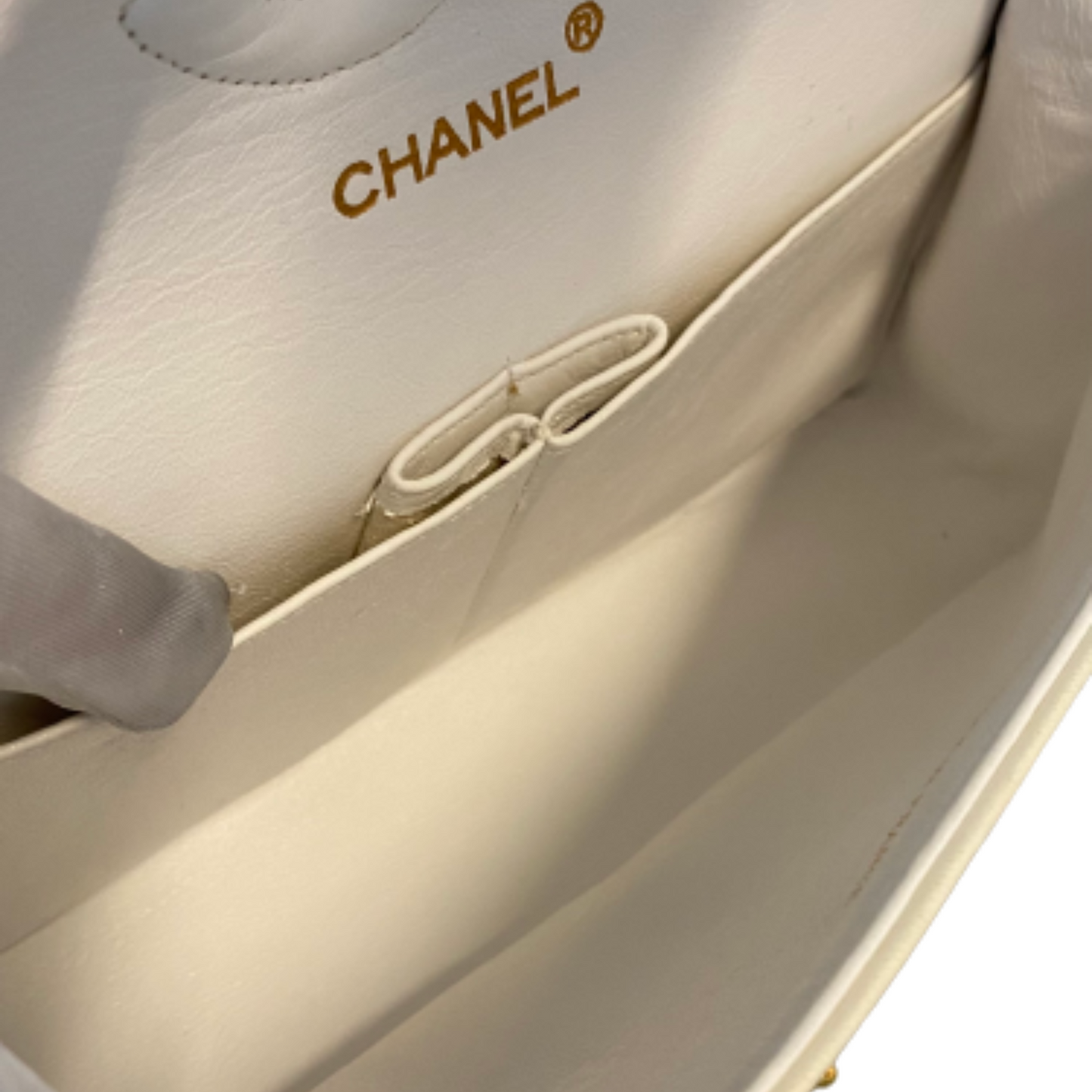 Chanel White Leather Double flap shoulder bag