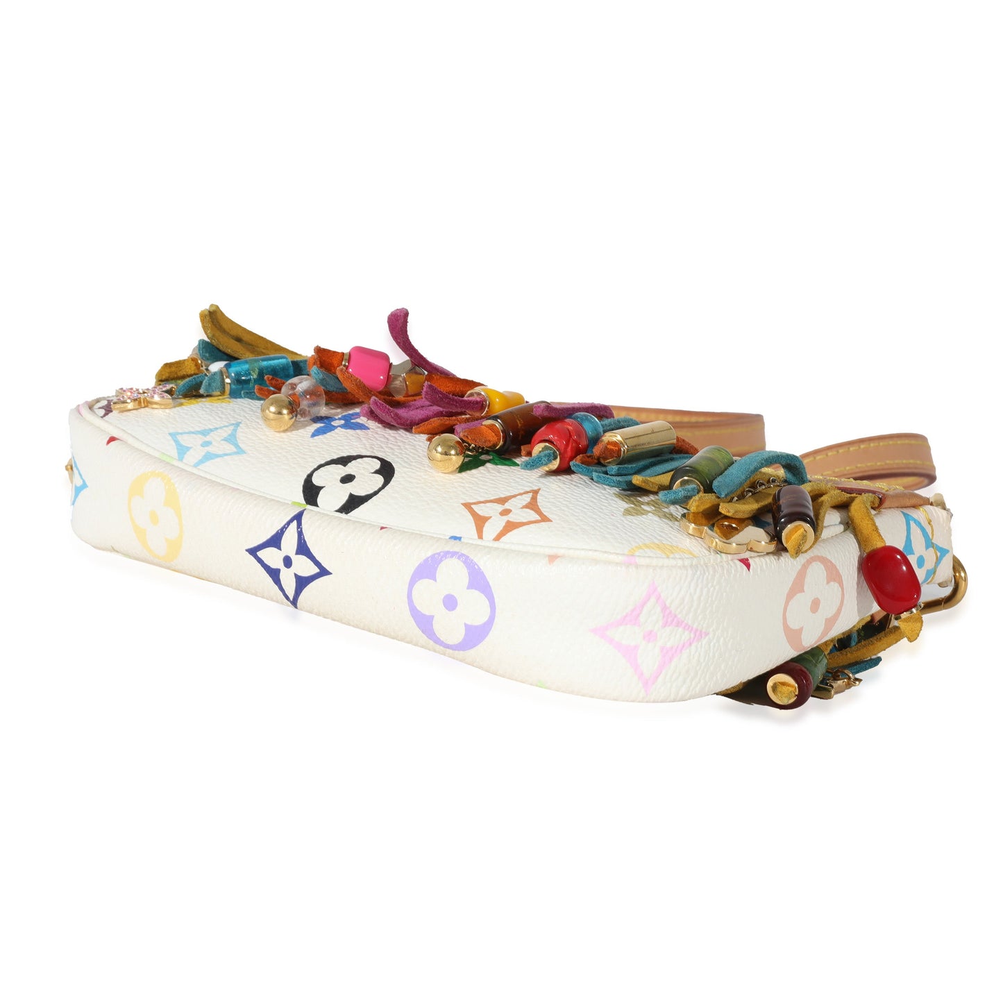 Louis Vuitton Louis Vuitton   White Monogram Multicolor Fringe Pochette Accessories