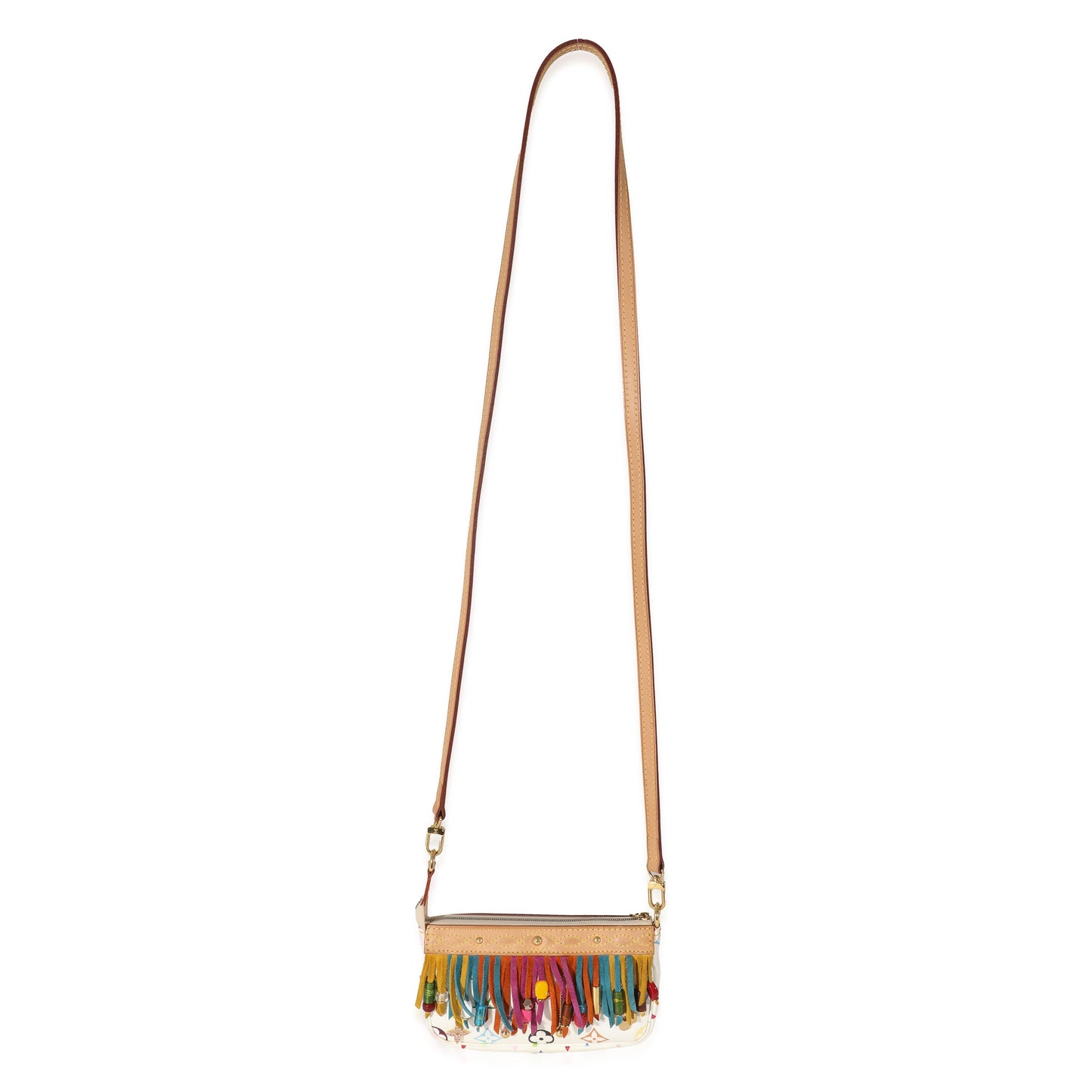 Louis Vuitton Louis Vuitton   White Monogram Multicolor Fringe Pochette Accessories