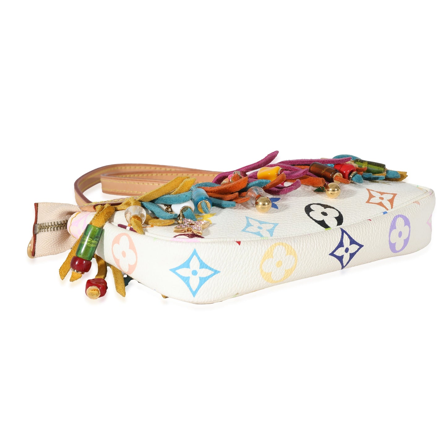 Louis Vuitton Louis Vuitton   White Monogram Multicolor Fringe Pochette Accessories