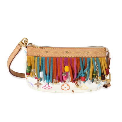Louis Vuitton Louis Vuitton   White Monogram Multicolor Fringe Pochette Accessories