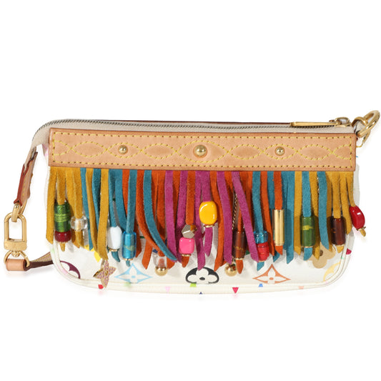 Louis Vuitton Louis Vuitton   White Monogram Multicolor Fringe Pochette Accessories