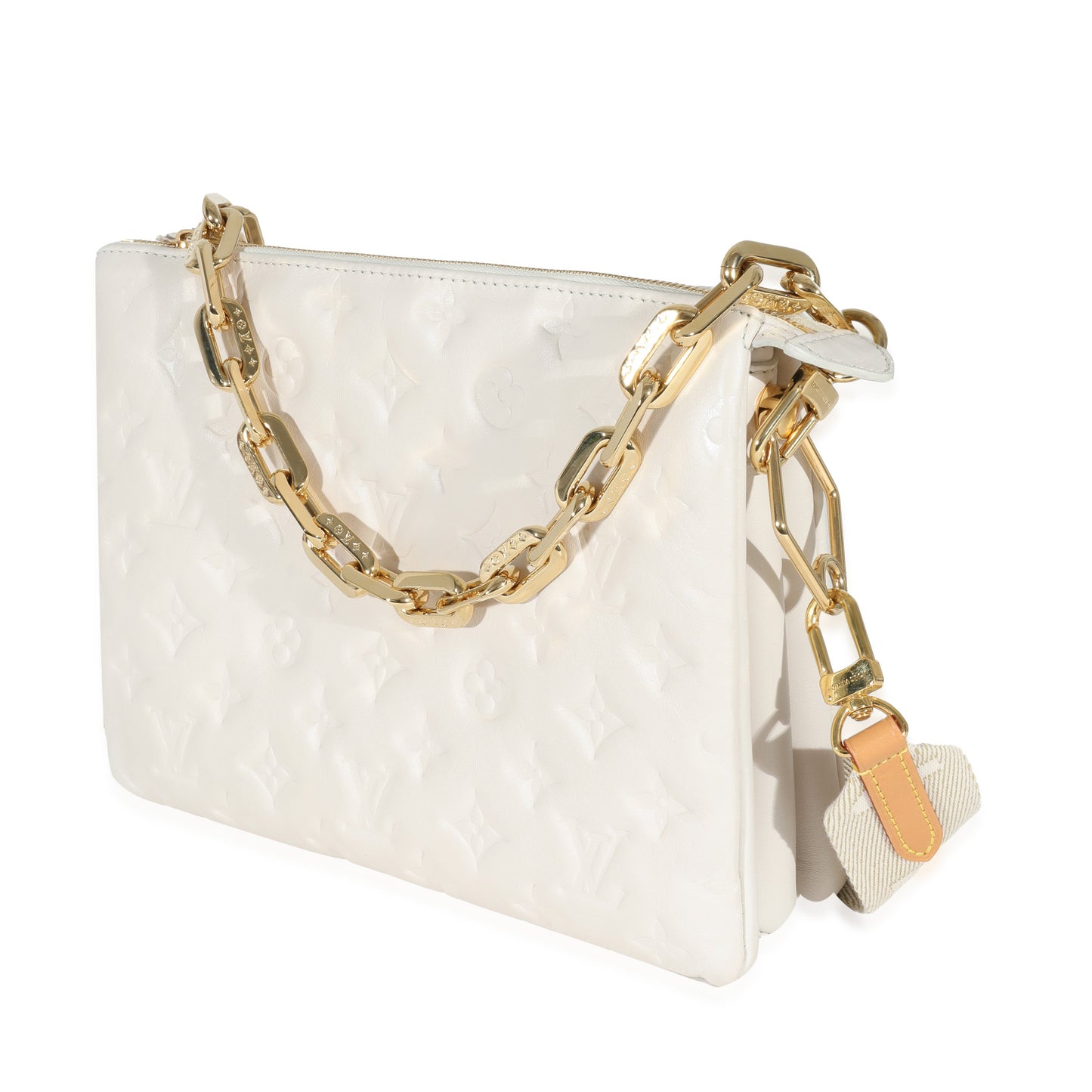 Louis Vuitton Louis Vuitton Cream Puffy Lambskin Monogram Coussin PM