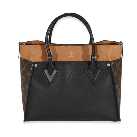 Louis Vuitton Louis Vuitton Black & Tan Calfskin And Monogram Canvas On My Side MM