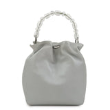 Christian Dior Maris Pearl Leather Hand Bag Silver Gray