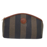 Fendi Pequin  Canvas Clutch Bag