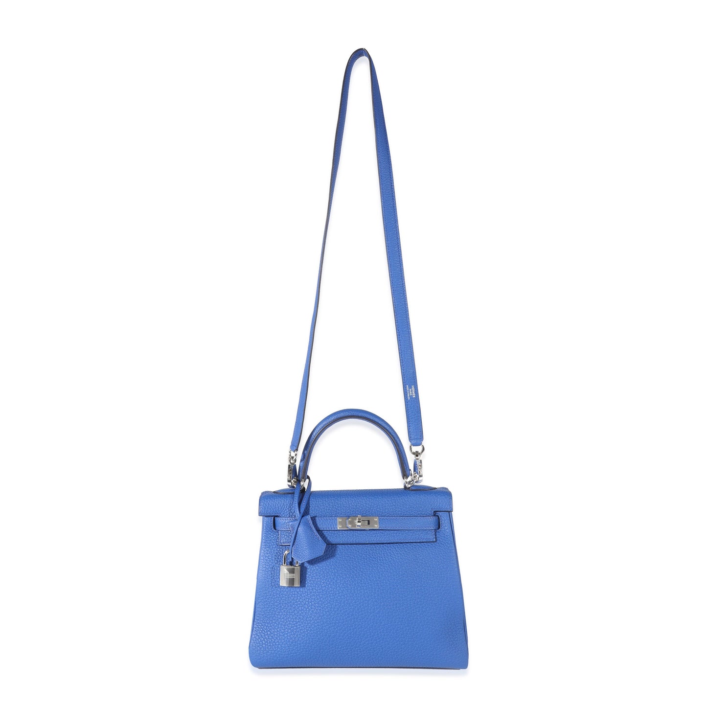 Luxury Hermes Bleu Royal Togo Kelly Retourne 25 PHW