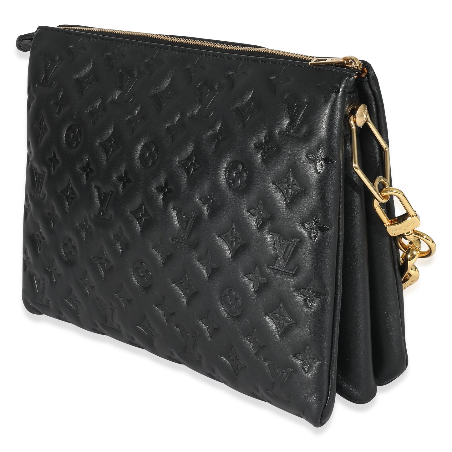 Louis Vuitton Black Monogram Puffy Lambskin Coussin MM