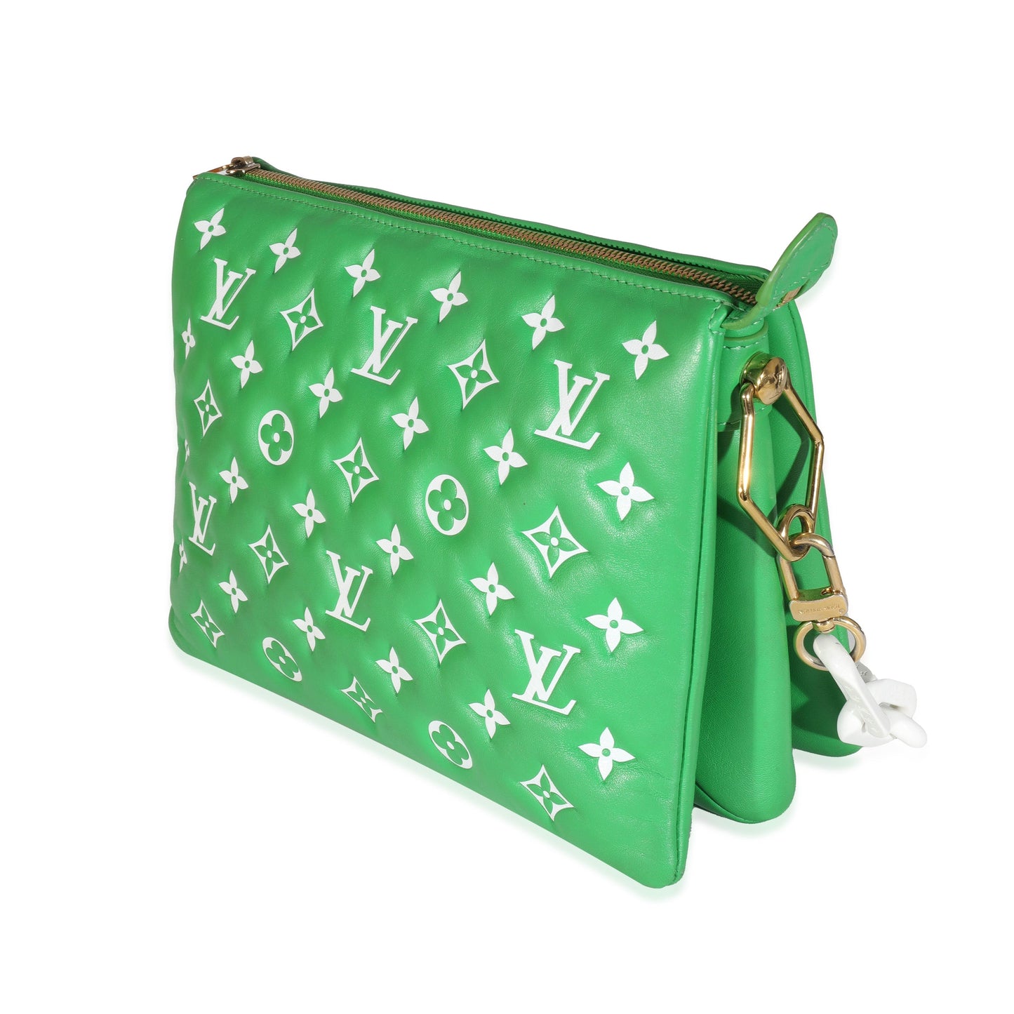 Louis Vuitton Louis Vuitton Green White Puffy Lambskin Monogram Coussin PM