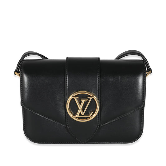 Louis Vuitton Louis Vuitton Black Smooth Calfskin LV Pont 9 MM