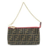 FENDI Zucca Print PVC Chain Accessory Pouch Hand Bag Pink 8BR592