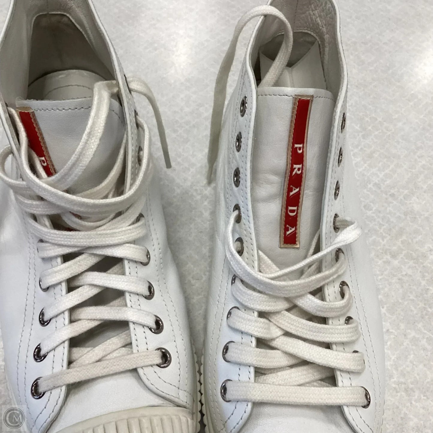 Shoes Luxury Designer By Prada In White, Size: 9.5