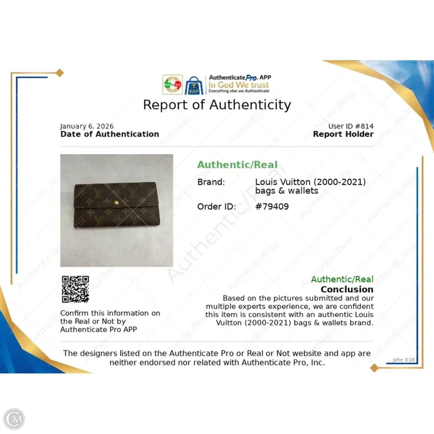 Wallet Luxury Designer By Louis Vuitton, Size: Large
