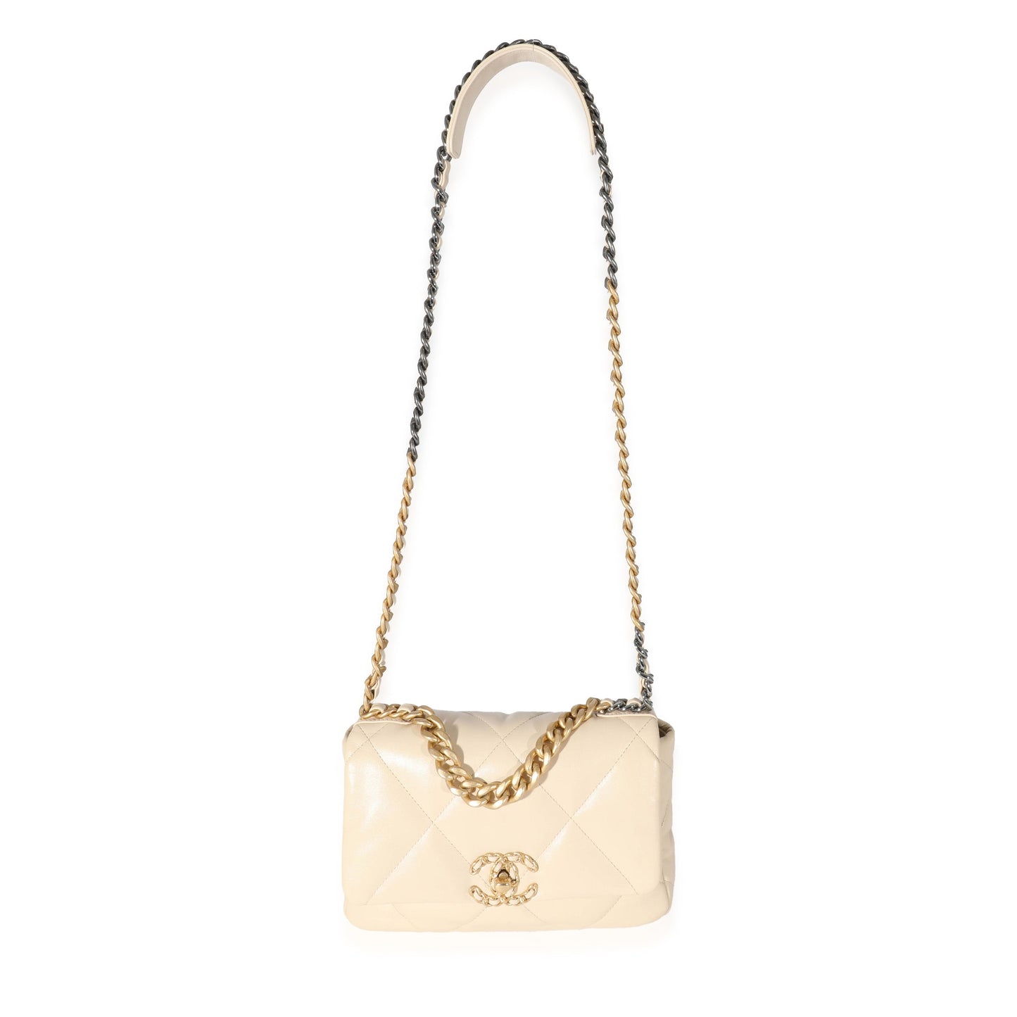 Chanel 21P Beige Goatskin Medium Chanel 19 Flap Bag