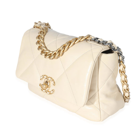 Chanel 21P Beige Goatskin Medium Chanel 19 Flap Bag
