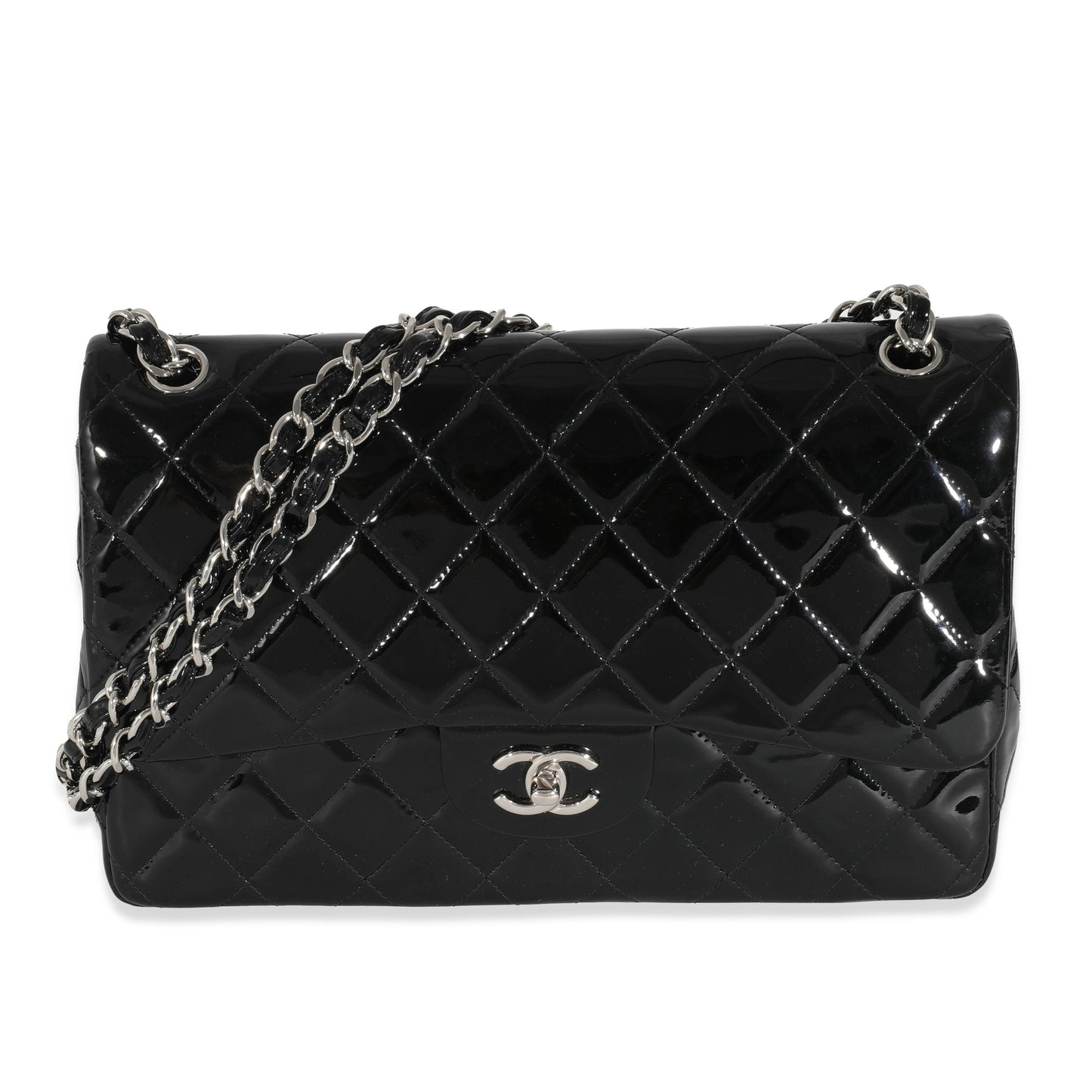 Chanel Black Patent Classic Jumbo Flap Bag