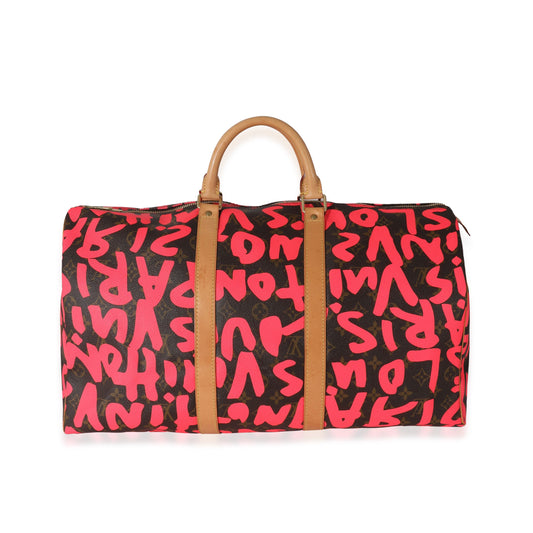 Louis Vuitton Louis Vuitton x Stephen Spro  Pink Monogram Graffiti Keepall 50