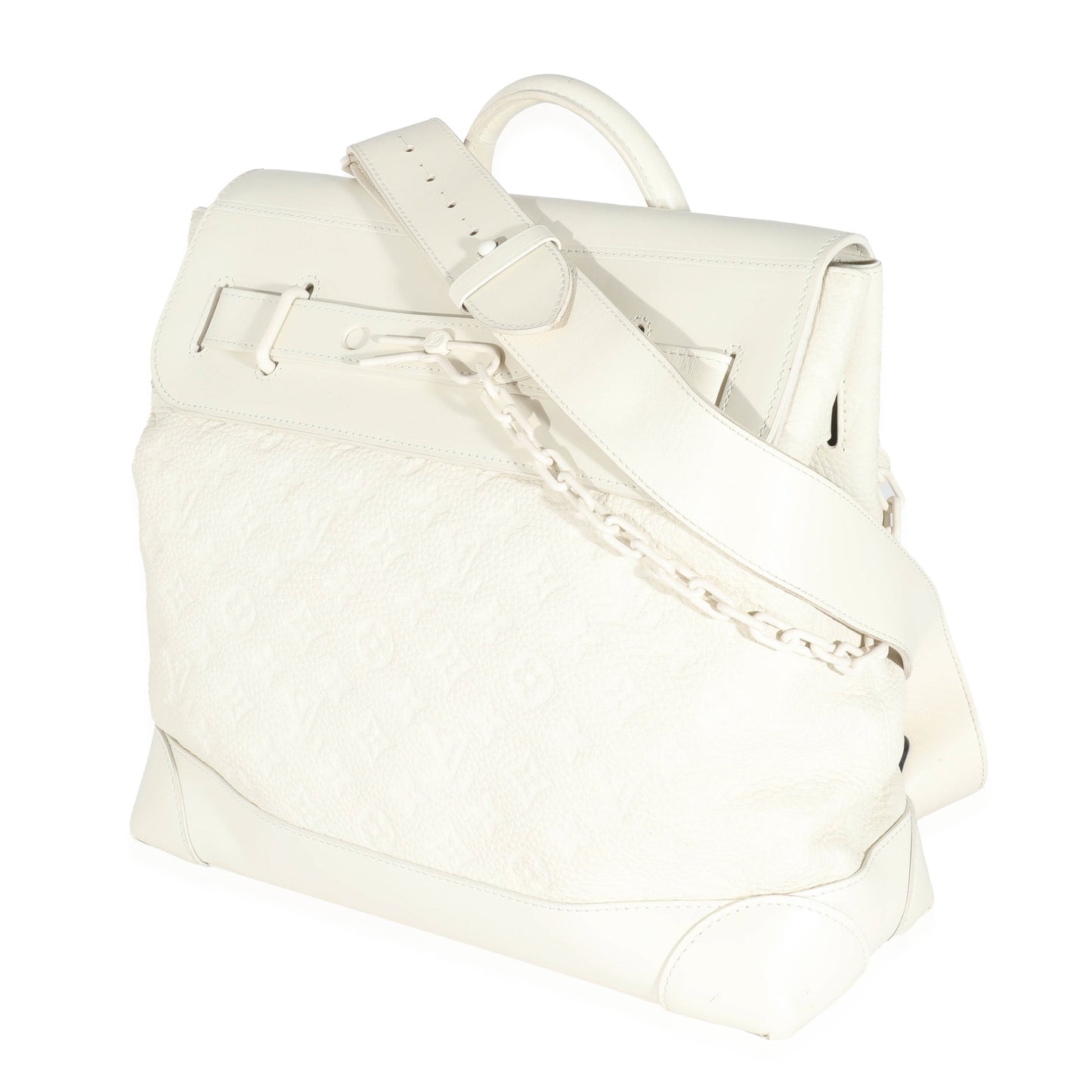 Louis Vuitton Louis Vuitton White Monogram Taurillon Leather Steamer PM