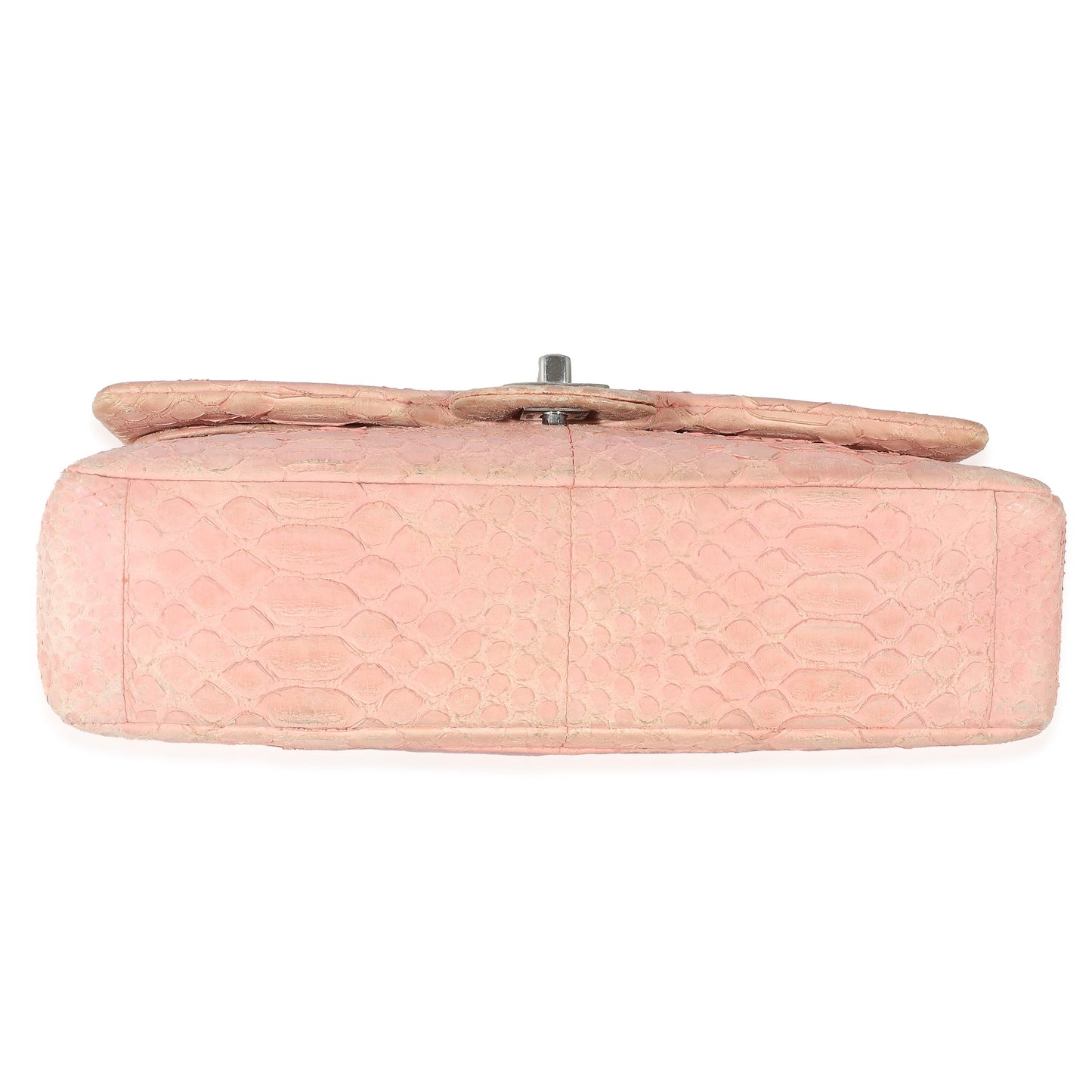 Chanel Pink Matte Python Medium Classic Double Flap Bag