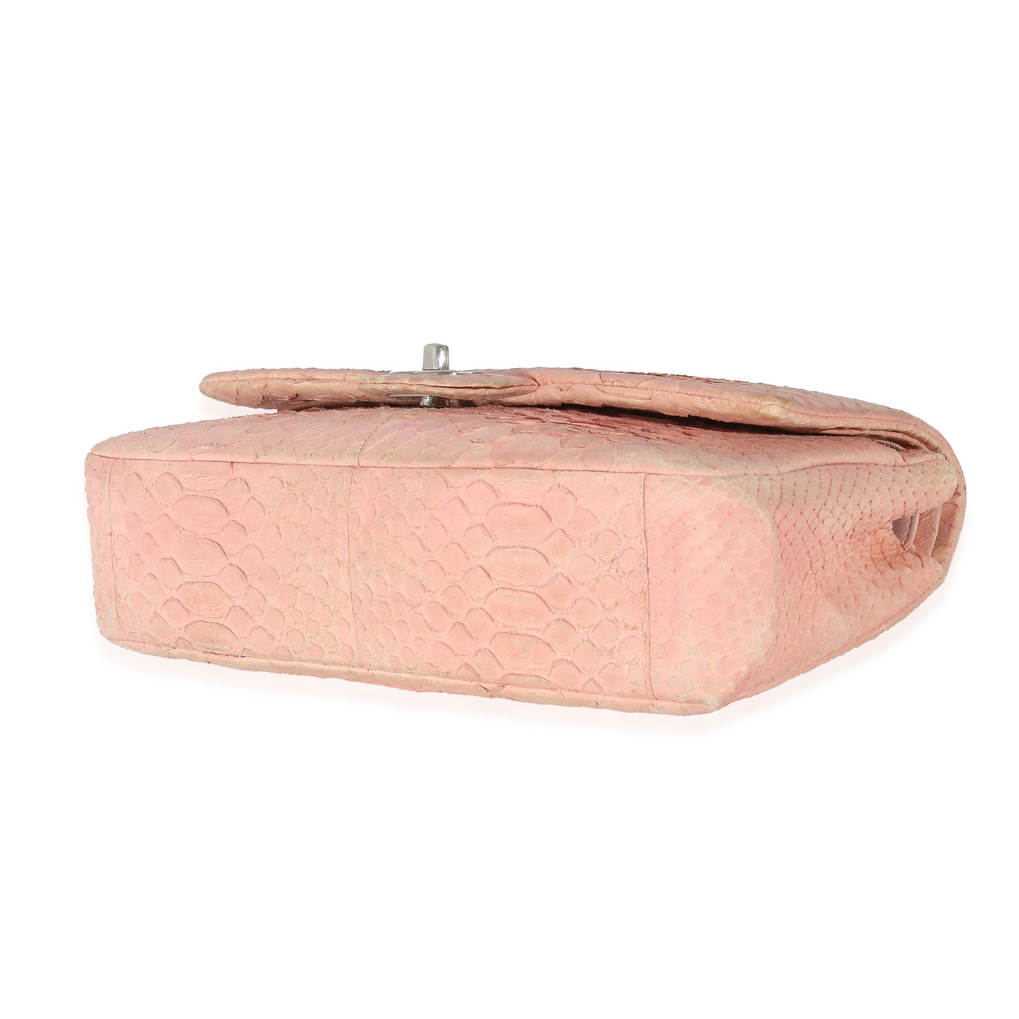 Chanel Pink Matte Python Medium Classic Double Flap Bag