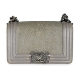 Chanel Grey Lambskin Galuchat Stingray Small Boy Bag