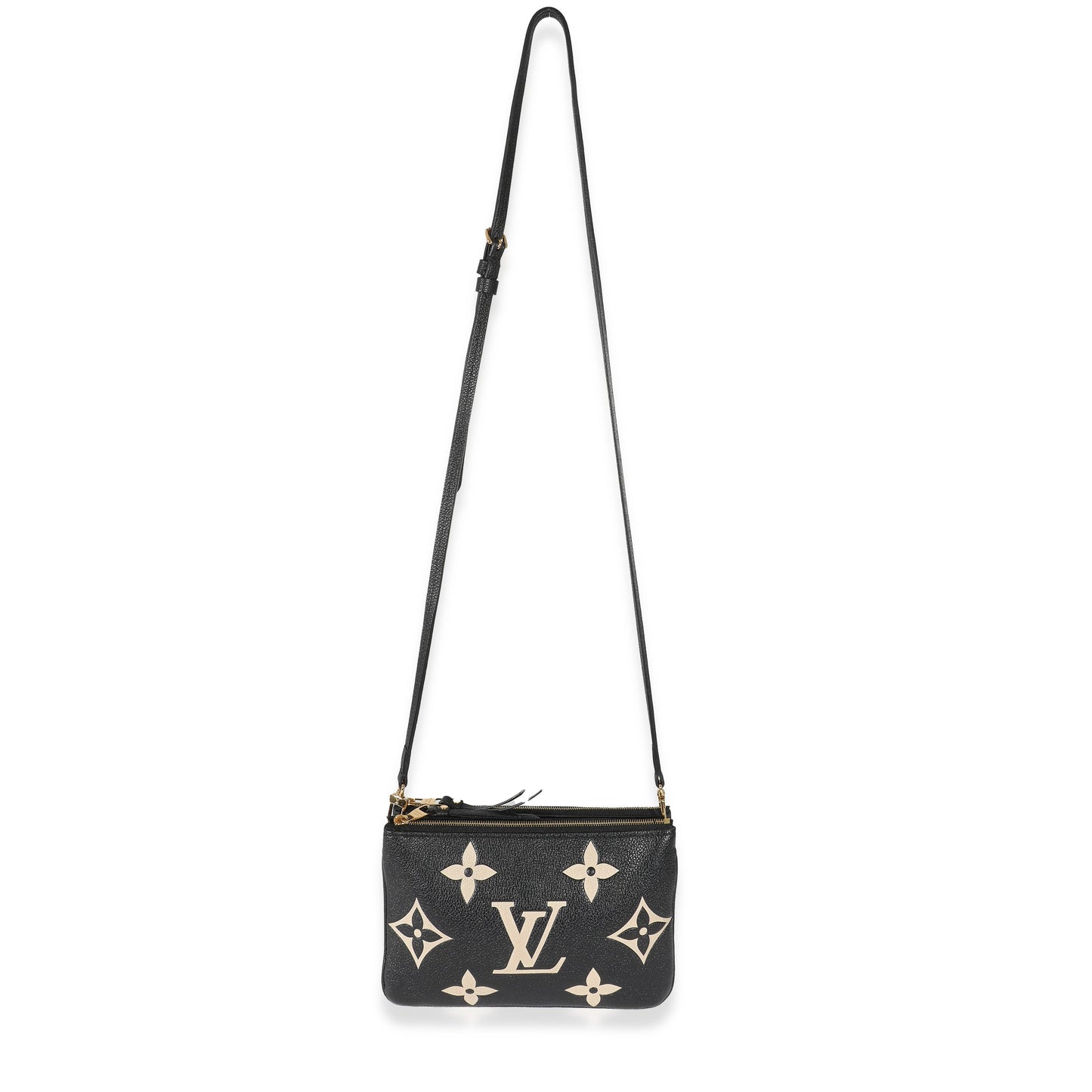 Louis Vuitton Louis Vuitton Black Beige Monogram Empreinte Double Zip Pochette