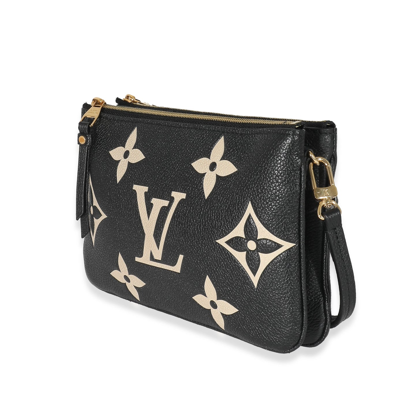 Louis Vuitton Louis Vuitton Black Beige Monogram Empreinte Double Zip Pochette