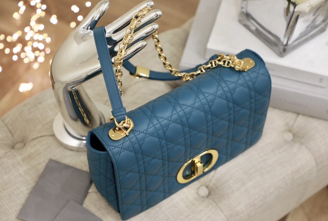 LARGE CARO BAG 28 DEEP OCEAN BLUE SUPPLE CANNAGE CALFSKIN Amelia