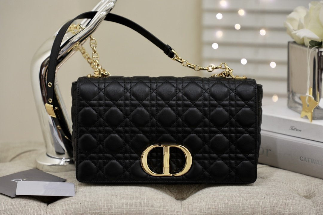 LARGE CARO BAG 28 BLACK SUPPLE CANNAGE CALFSKIN Amelia