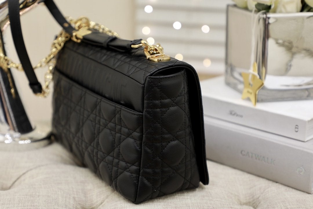 LARGE CARO BAG 28 BLACK SUPPLE CANNAGE CALFSKIN Amelia