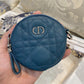 DETACHABLE CARO ROUND COIN PURSE DEEP OCEAN BLUE CANNAGE CALFSKIN Amelia
