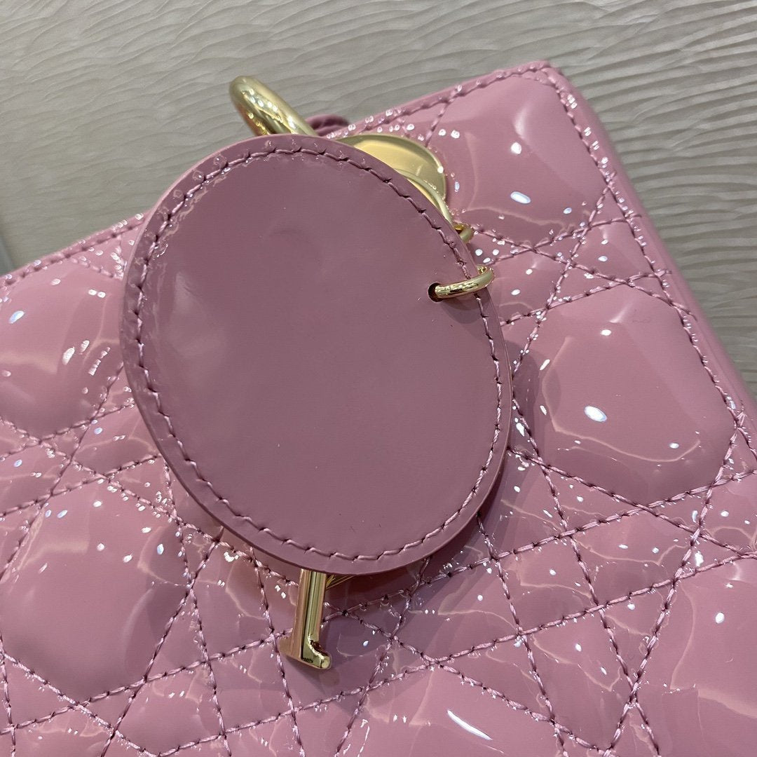 MINI LADY BAG 17 PINK PATENT CALFSKIN Amelia