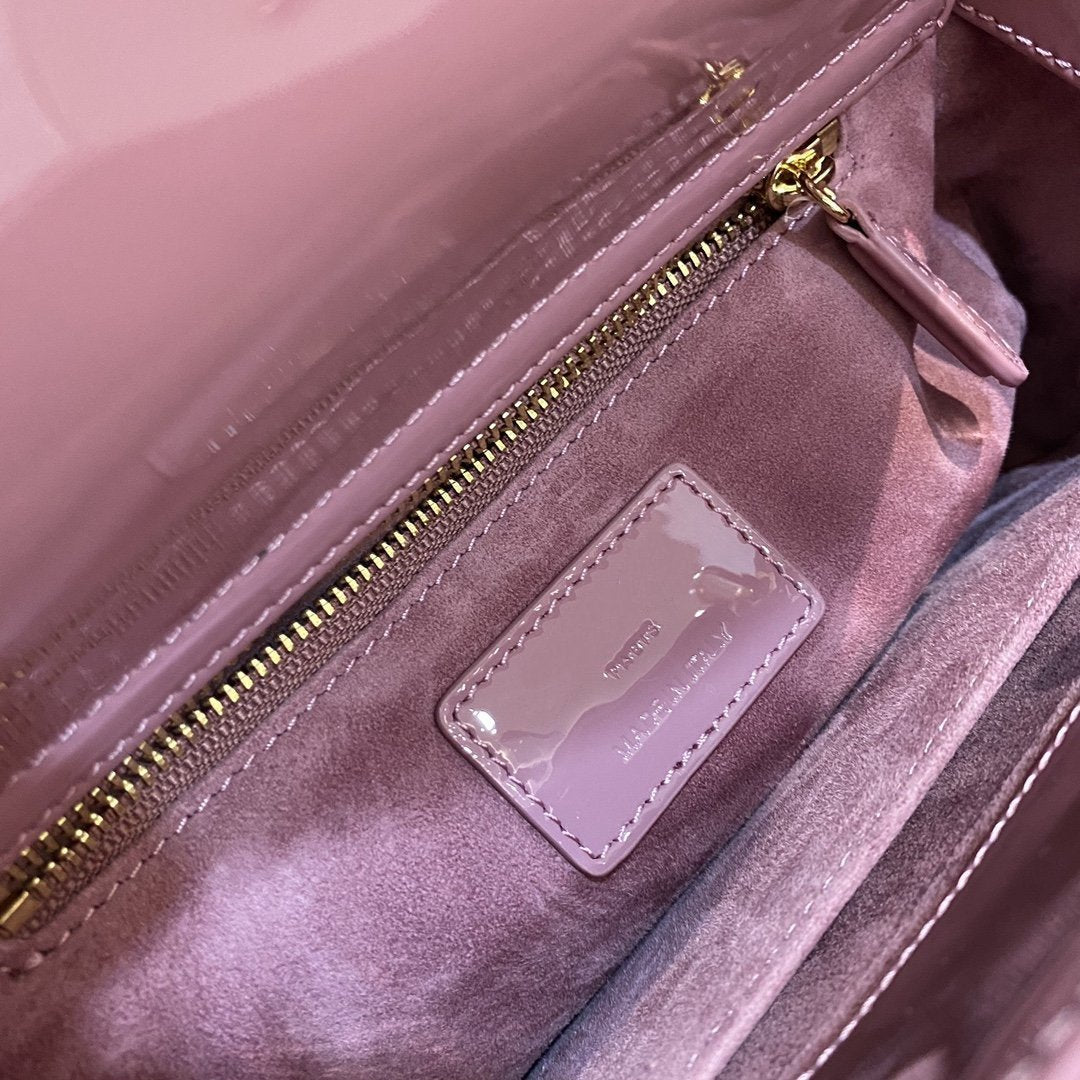 MINI LADY BAG 17 PINK PATENT CALFSKIN Amelia