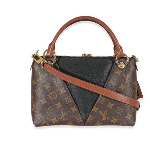 Louis Vuitton Louis Vuitton Black Leather Monogram Canvas V Tote BB